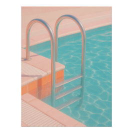 Pastel Pink Pool Ladder Aesthetic Retro Summer ポスター