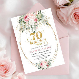 Pastel Pink Printable 70th Birthday Invitation 招待状