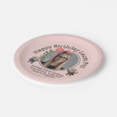 Pastel Pink Psychology Birthday Photo Frame Freud  ペーパープレート (アングル)