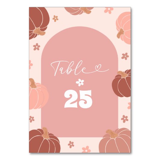 Pastel Pink Pumpkin First Birthday Table Number テーブルナンバー (正面)