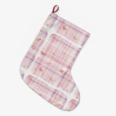 Pastel Pink Puppy Christmas Stocking with Crowns ラージクリスマスストッキング (正面 (吊り時))