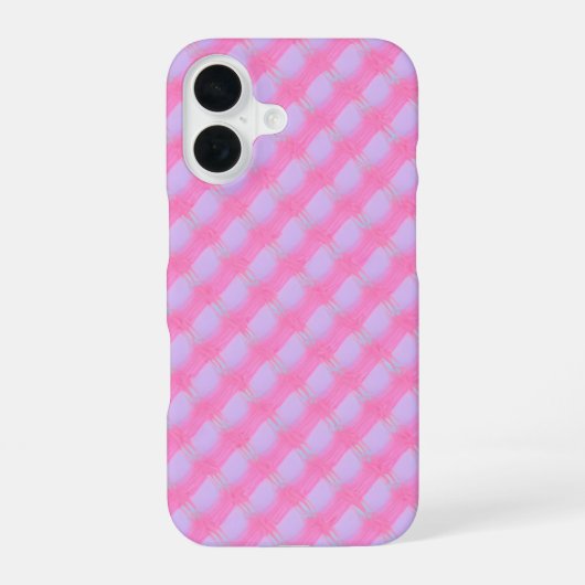 Pastel Pink Purple Gingham Check Phone Case iPhone 16ケース (裏面)