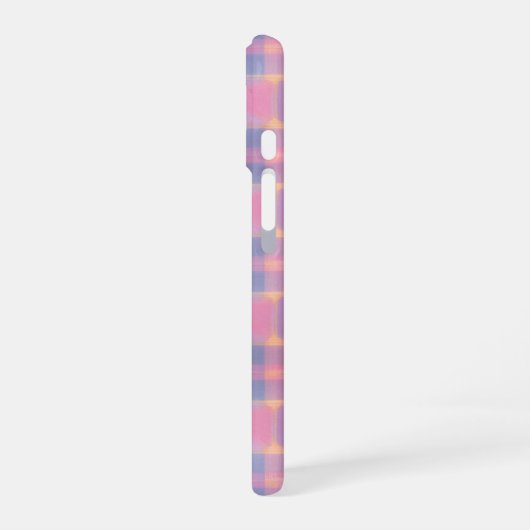 Pastel Pink & Purple Soft Plaid Phone Case iPhone 16ケース (左側面)