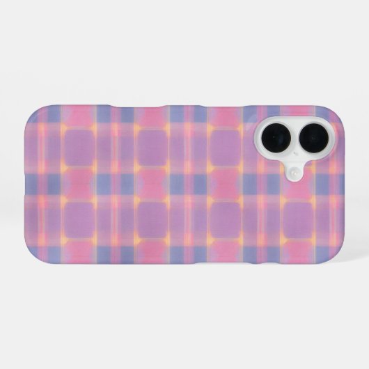 Pastel Pink & Purple Soft Plaid Phone Case iPhone 16ケース (裏面横)