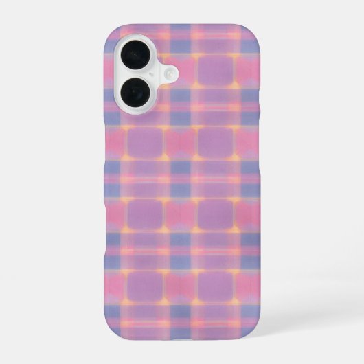 Pastel Pink & Purple Soft Plaid Phone Case iPhone 16ケース (裏面)