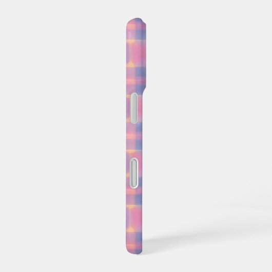 Pastel Pink & Purple Soft Plaid Phone Case iPhone 16ケース (右側面)