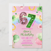 Pastel Pink Rainbow Sequin Glitter 67 St Patrick 招待状 (正面)