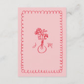 Pastel Pink Red Whimsical Hand-illustrated Border  エンクロージャーカード (裏面)
