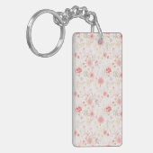 Pastel Pink Red White Flowers Pattern Two-sided キーホルダー (正面左)
