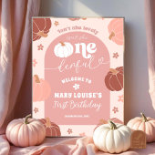 Pastel Pink Retro Pumpkin First Birthday Welcome ポスター
