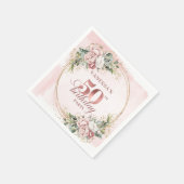 Pastel Pink Rose Gold Blush Flowers 50th Birthday  スタンダードカクテルナプキン (角)
