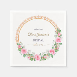 Pastel Pink Roses & Baby’s Breath Bridal Wreath スタンダードカクテルナプキン