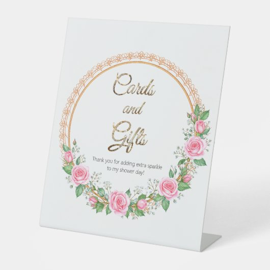 Pastel Pink Roses & Baby’s Breath Cards & Gifts 台座サイン (正面)
