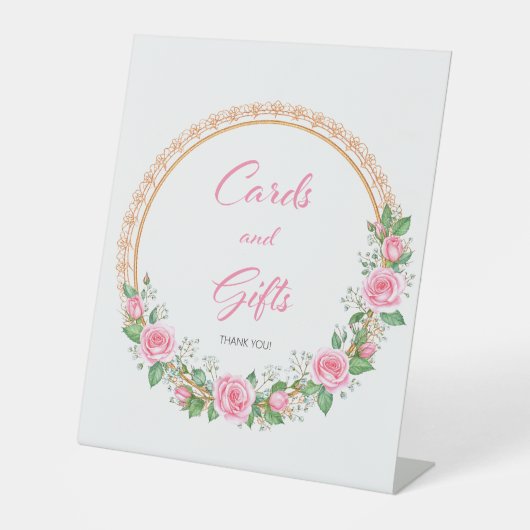 Pastel Pink Roses & Baby’s Breath Cards & Gifts 台座サイン (正面)