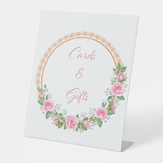 Pastel Pink Roses & Baby’s Breath Cards & Gifts 台座サイン (正面)