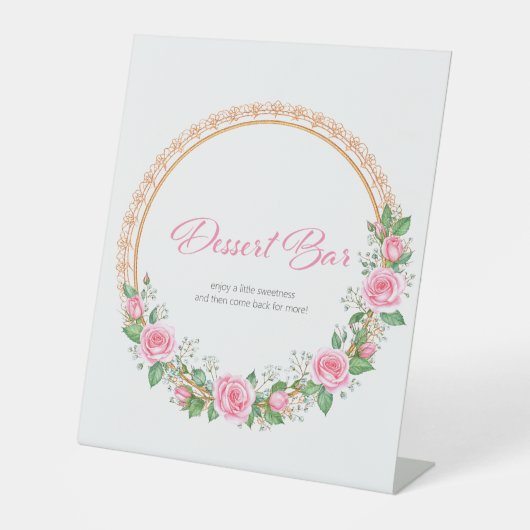 Pastel Pink Roses & Baby’s Breath Desert Bar 台座サイン (正面)