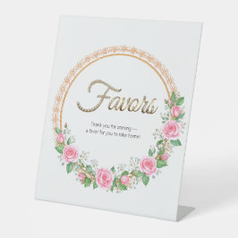 Pastel Pink Roses & Baby’s Breath Favors 台座サイン