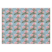 Pastel Pink Roses On A Soft Sky Blue Background  テーブルクロス (正面(横))