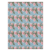Pastel Pink Roses On A Soft Sky Blue Background  テーブルクロス (正面)