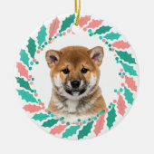 Pastel Pink Shiba Inu | Personalized Christmas セラミックオーナメント (正面)