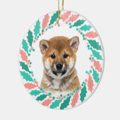 Pastel Pink Shiba Inu | Personalized Christmas セラミックオーナメント (左)
