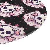 Pastel Pink Skull and Crossbones カッティングボード (角)