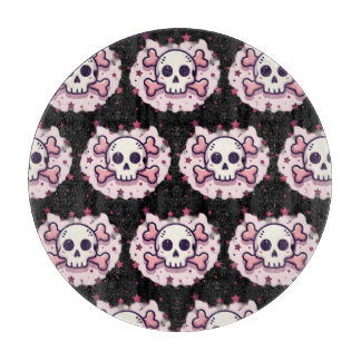 Pastel Pink Skull and Crossbones カッティングボード
