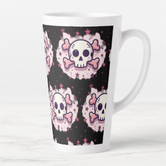 Pastel Pink Skull and Crossbones カフェラテマグ