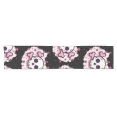 Pastel Pink Skull and Crossbones ショートテーブルランナー (横)