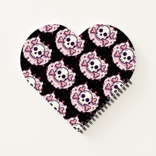 Pastel Pink Skull and Crossbones ノートブック (裏面)