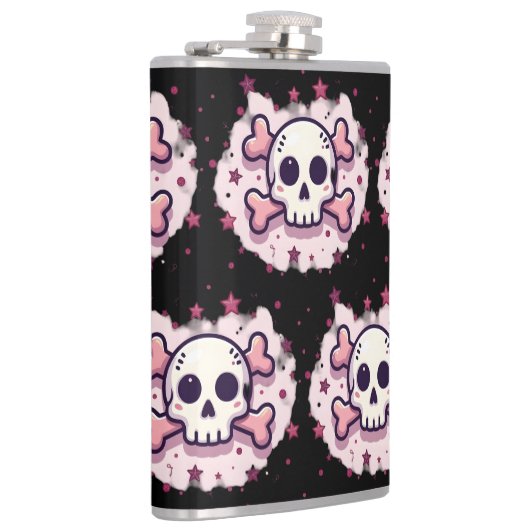 Pastel Pink Skull and Crossbones フラスク (右)