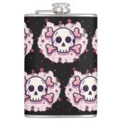 Pastel Pink Skull and Crossbones フラスク (正面)