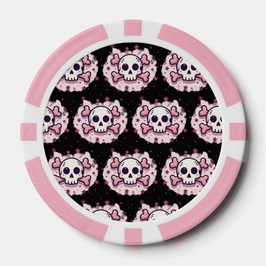 Pastel Pink Skull and Crossbones ポーカーチップ (正面)