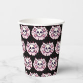 Pastel Pink Skull and Crossbones 紙コップ (正面)