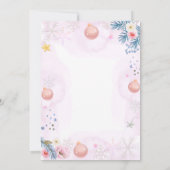 Pastel Pink Snowflake Floral Winter Baby Shower 招待状 (裏面)