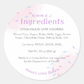 Pastel Pink Sprinkle Bakery Ingredient ラウンドシール (正面)