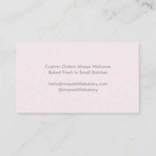 Pastel Pink Sprinkle Bakery Pastry Chef 名刺 (裏面)