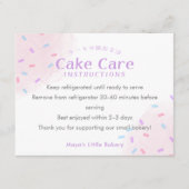 Pastel Pink Sprinkle Cake Care Instructions サンキューカード (正面)