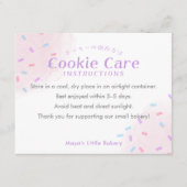 Pastel Pink Sprinkle Cookie Care Instructions サンキューカード (正面)