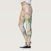 Pastel Pink, Teal, White Marble レギンス (左)