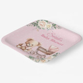 Pastel Pink Teddy Bear Baby Shower Paper Plate ペーパープレート (傾斜あり)