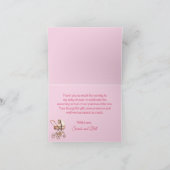 Pastel Pink Teddy Bear Baby Shower Thank You ノートカード (内部)