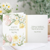 Pastel Pink Tulips Daffodils Floral Birthday Card カード