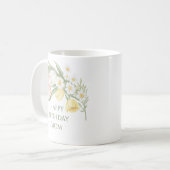 Pastel Pink Tulips Daffodils Floral Birthday Mug コーヒーマグカップ (正面左)