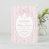 Pastel Pink Vintage Fancy Floral Baptism 招待状 (スタンド正面)