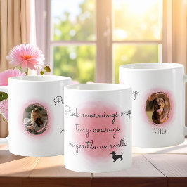 Pastel Pink Watercolor Dachshund - Custom Photo コーヒーマグカップ