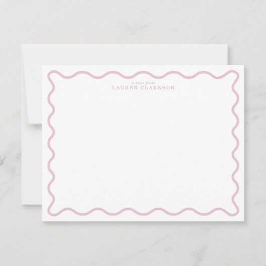 pastel pink wavy border note card 招待状 (正面)