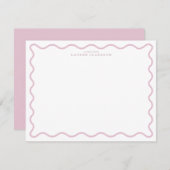 pastel pink wavy border note card 招待状 (正面/裏面)
