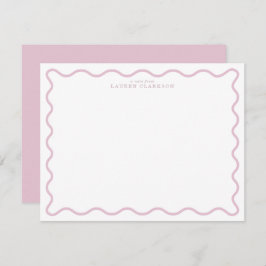 pastel pink wavy border note card 招待状
