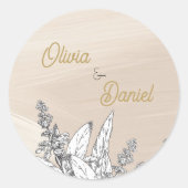 Pastel Pink Wedding ラウンドシール (正面)